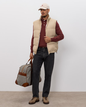Brunello Cucinelli Burgundy cashmere polo shirt M2200295
