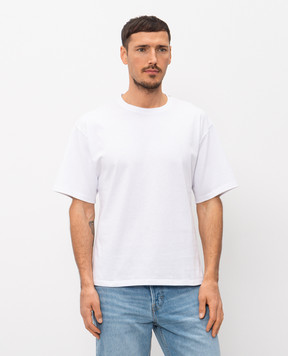 Saint Laurent White T-shirt with embroidered monogram logo 862769Y38AK