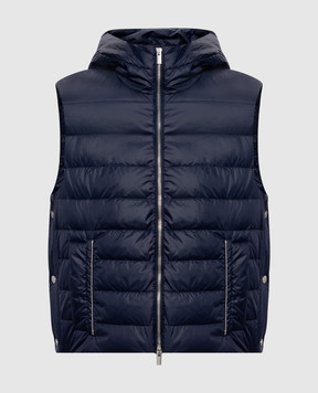 Peserico Blue down vest with monil chain A0346102200