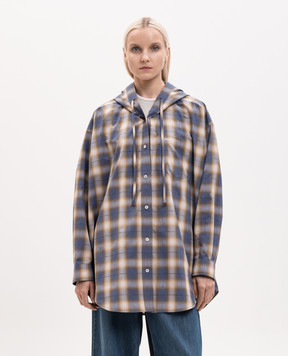 Juun.j Checkered shirt with hood JW6364W50P