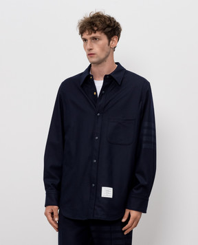 Thom Browne Blue wool and cashmere shirt jacket MJO055A06393