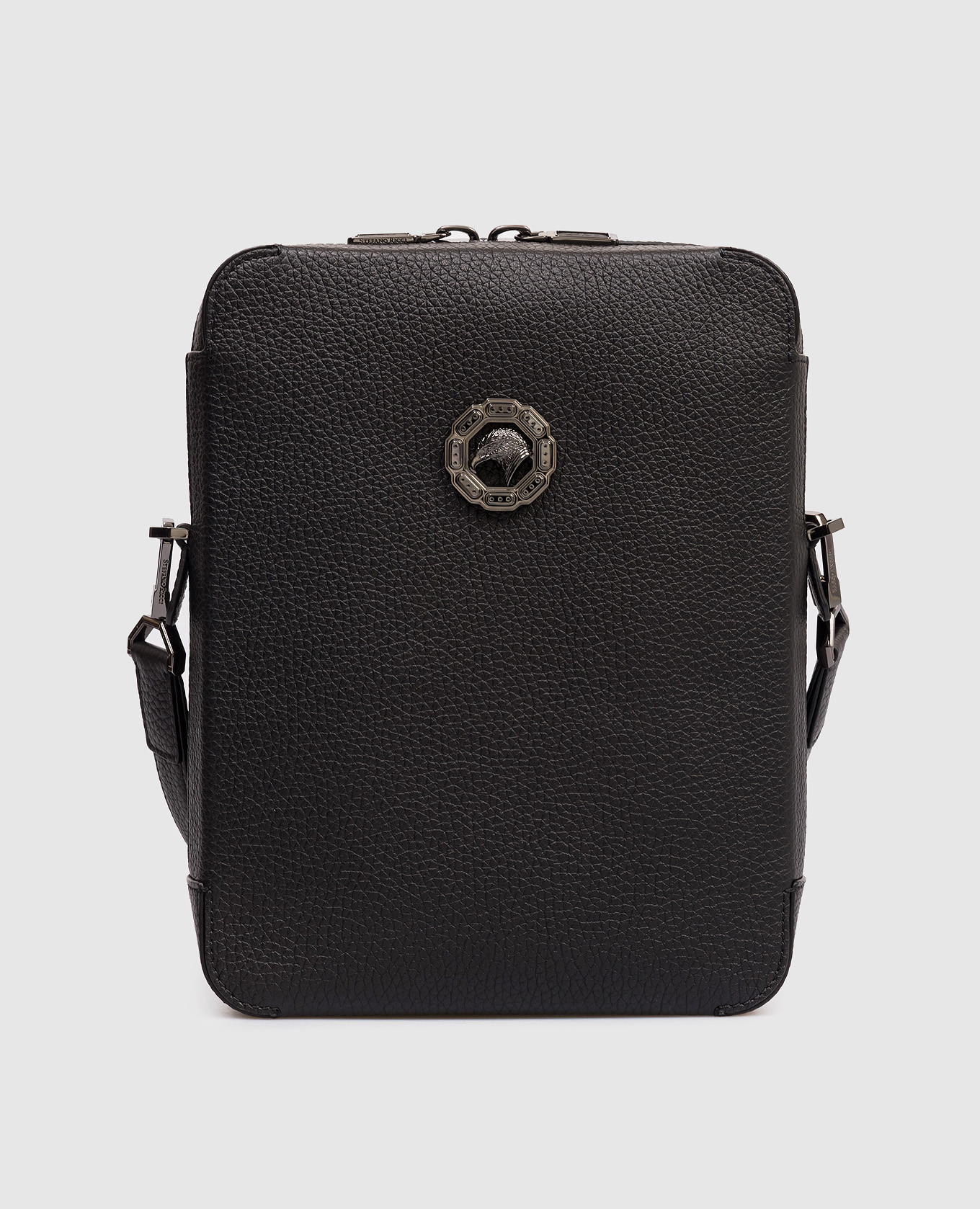 

Black leather bag with textured emblem Stefano Ricci