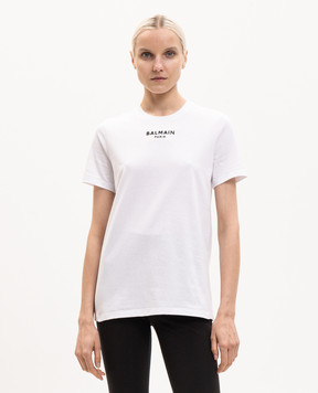 Balmain White T-shirt with logo embroidery HF1EF000BD10