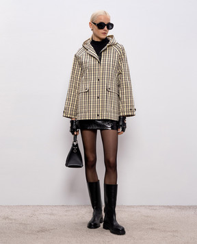 Yves Salomon Army Beige checked jacket 26EFV02670L10W