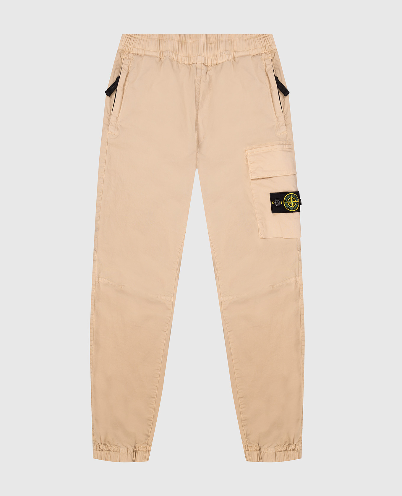 Children's beige joggers with logo patch
