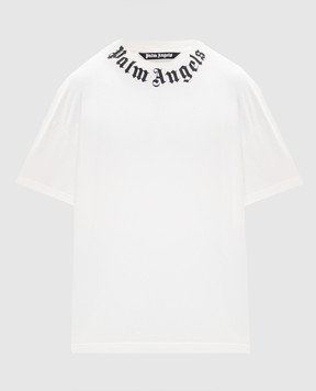 Palm Angels Ivory T-shirt with contrast logo PMAA109S26JER008