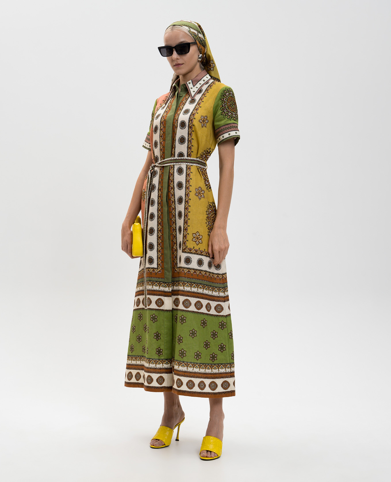 

Contina green linen shirt dress Alemais