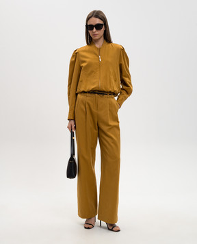 Twinset Brown bomber jacket with linen 261TP2200