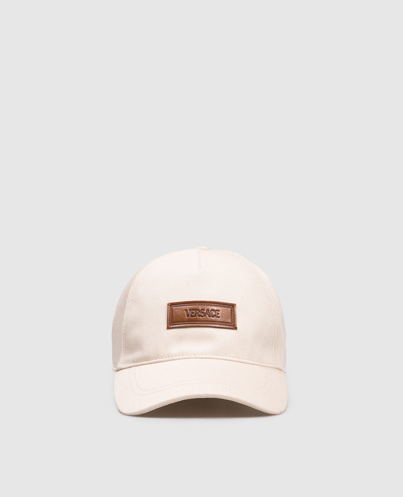 

Beige cap with logo patch Versace