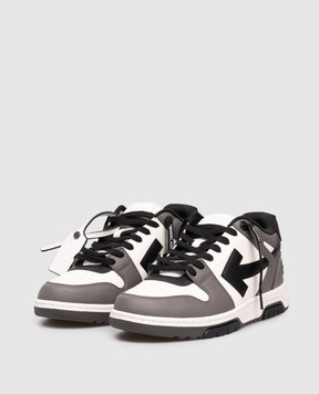 Off-White Out Of Office grey leather sneakers OMIA189C99LEA013