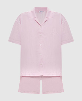 Dore & Rose Pink striped pajamas with logo embroidery SHORSLEEVESTRIPEDPJ