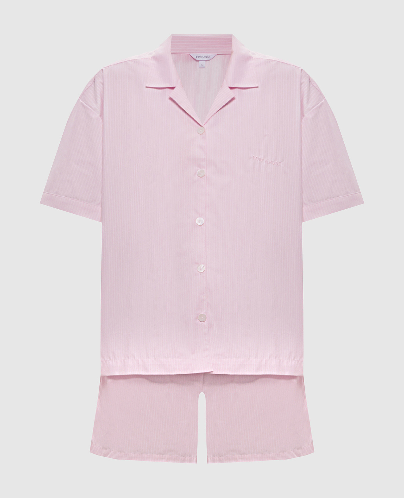 Pink striped pajamas with logo embroidery