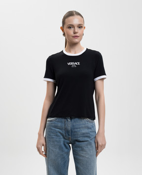Versace Black t-shirt with logo print 10226561A16685