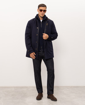 Pini Parma Blue wool and cashmere cardigan FZIPJABL