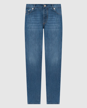Brunello Cucinelli Blue jeans with embroidered emblem ME645D3210