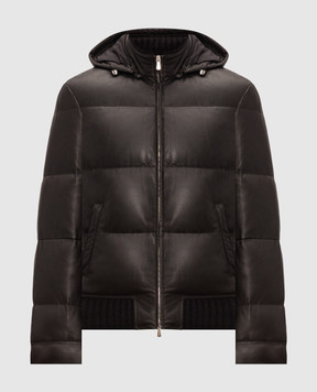 Enrico Mandelli Brown leather down jacket 4T117B7409