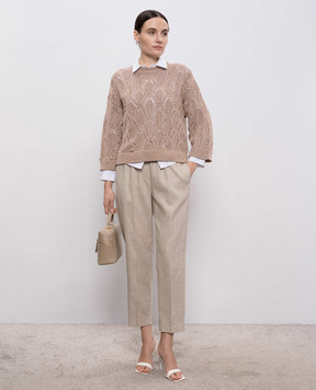 Peserico Beige linen and wool pants A0457205814