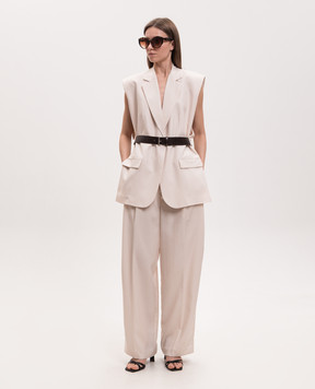 Solotre Beige asymmetrical vest with belt M1AB0033