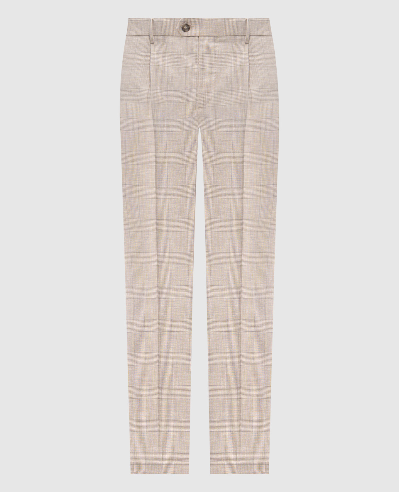 Beige Wollhose mit Windsor-Karo-Muster