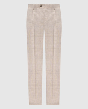 Peserico Beige wool Windsor check trousers R5422302721