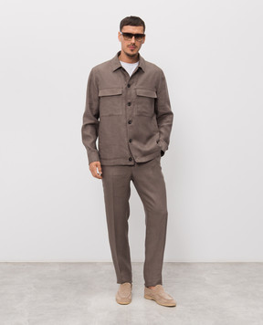 Peserico Brown linen pants R54295D02606