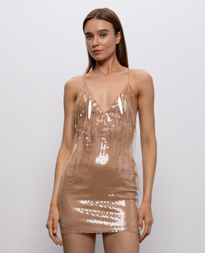 David Koma Beige dress with open back and sequins SS26DK20DA