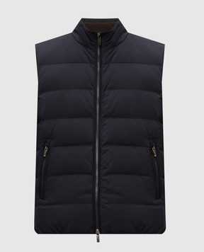 Peserico Blue down vest with logo patch R53082DG3604