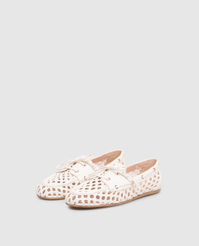 Stuart Weitzman Tunsley Ivory Braided Leather Topsiders SN727