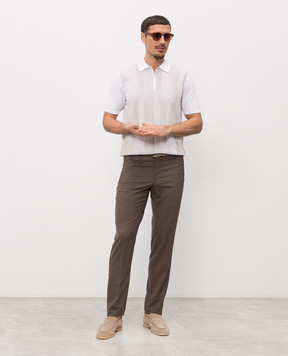 Bertolo Cashmere White polo shirt with striped pattern 902541002543
