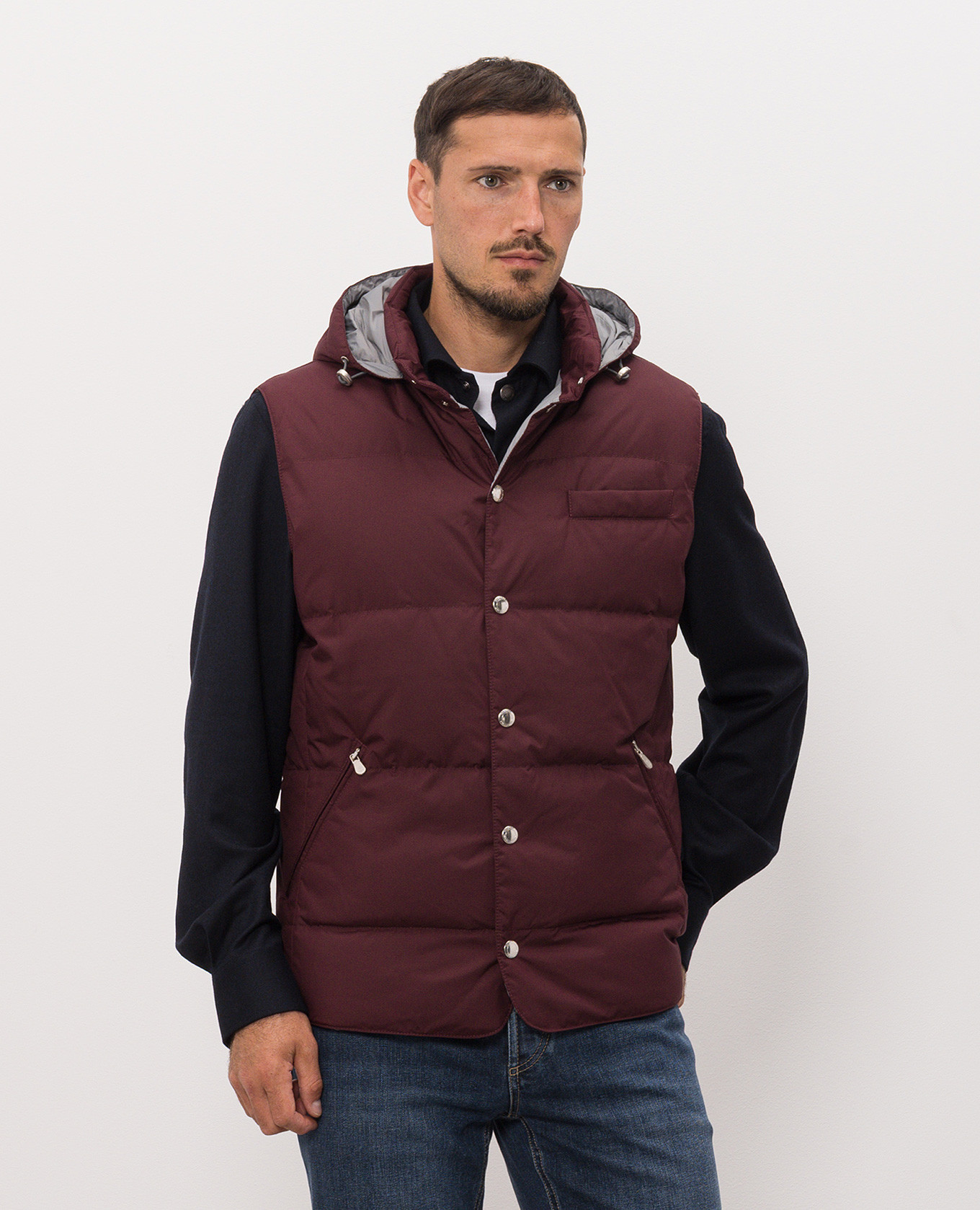 Burgundy down vest Brunello Cucinelli 3