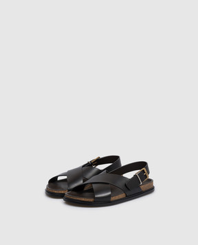 The Row Black leather sandals F1462L822