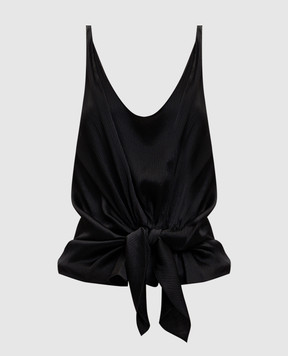 JW Anderson Black silk t-shirt with drape TP0365PG1897