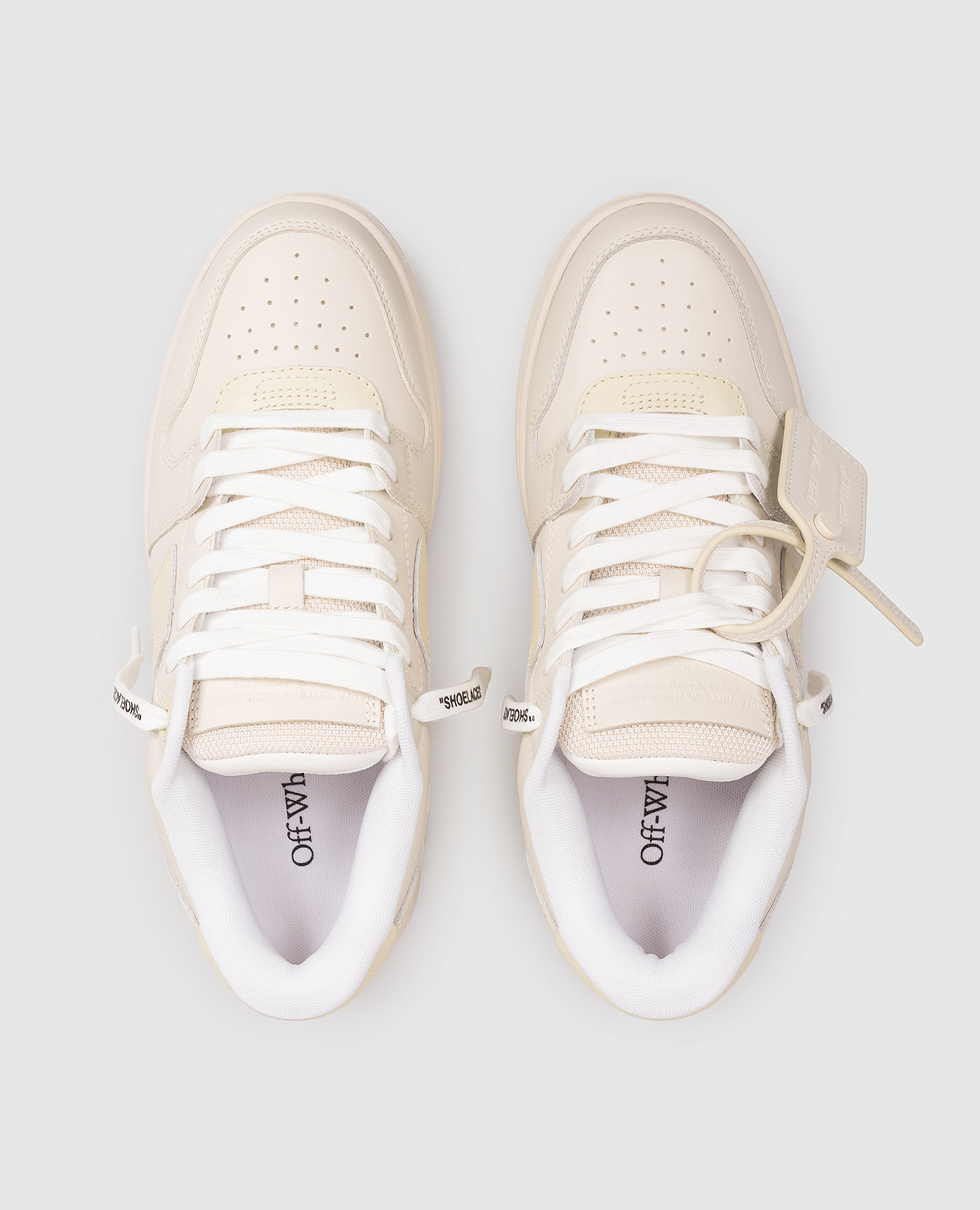 

Out Of Office beige leather sneakers with Arrow logo Off-White