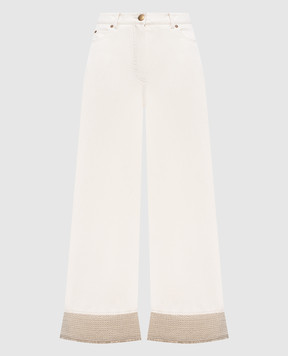 Agnona Ivory jeans with linen T71108YU2130