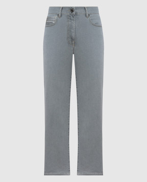 Peserico Grey jeans with logo patch A04621L7504953