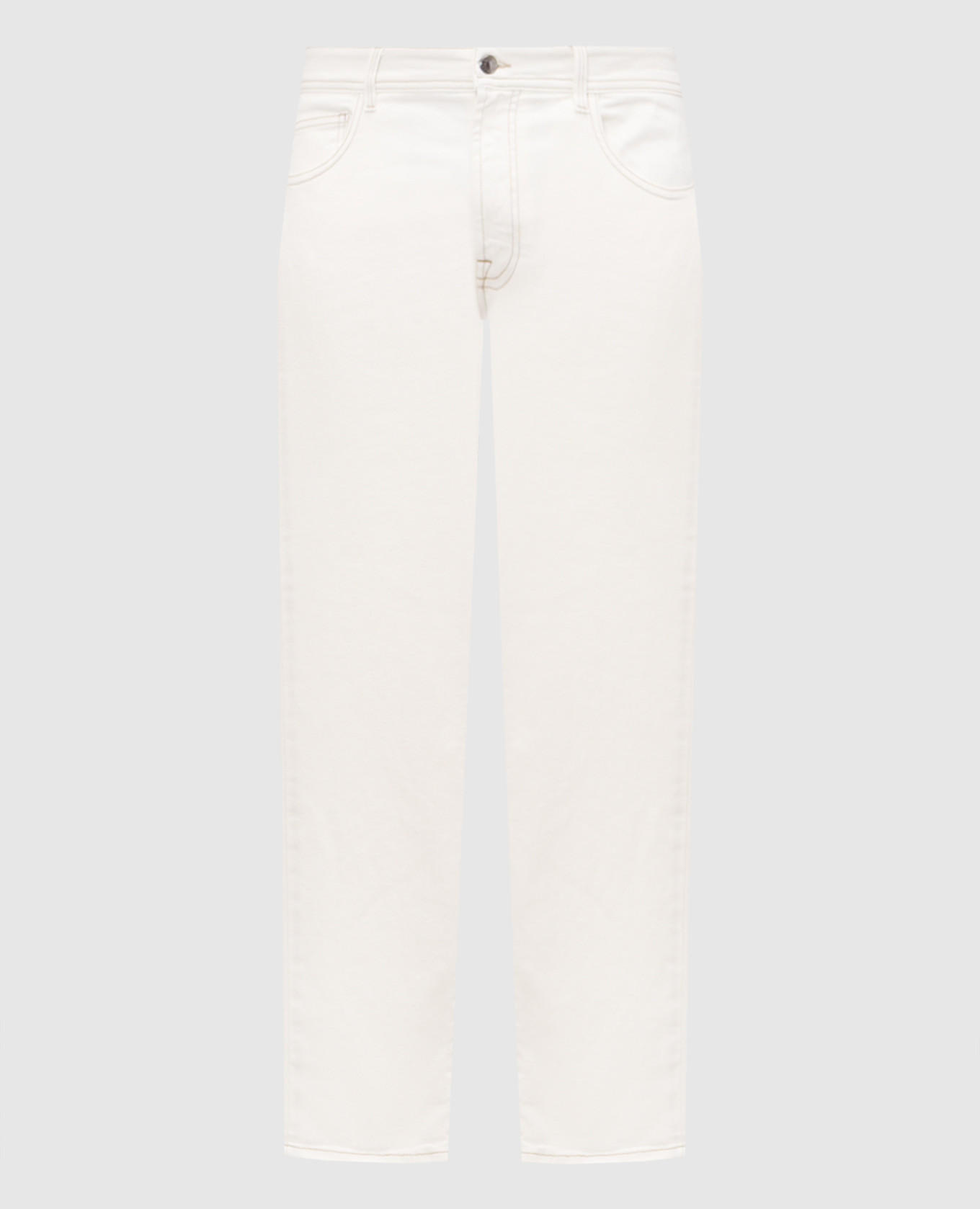 White jeans with logo patch