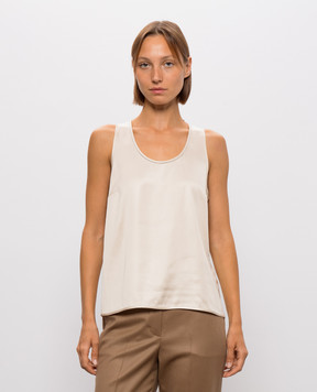 Peserico Beige top with monil chain E0844106638