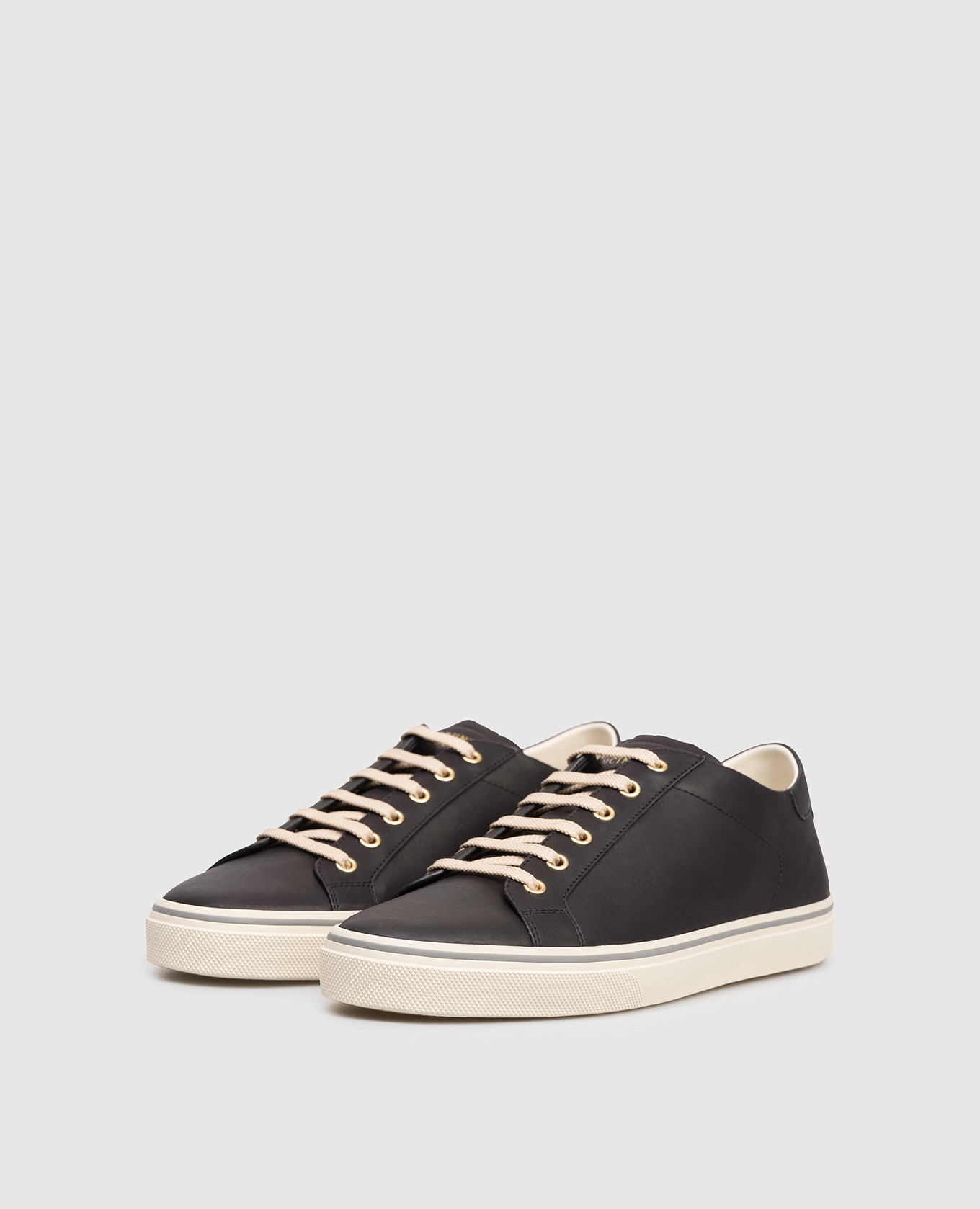 

Black leather sneakers with logo Brunello Cucinelli