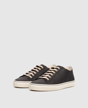 Brunello Cucinelli Black leather sneakers with logo MZUSNUZ341