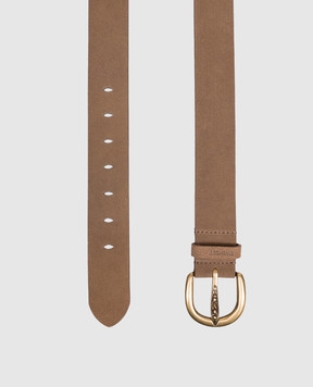Twinset Brown suede belt with embossed logo 262TO5630
