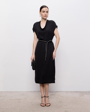 Peserico Black dress with monil chain E0231101940