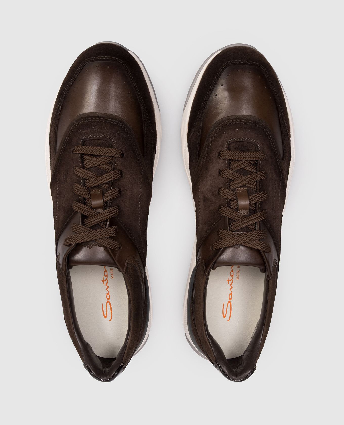 

Brown leather sneakers with embossed logo Santoni