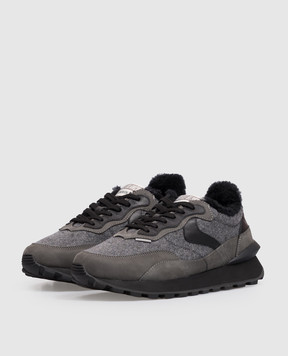 Voile Blanche Grey Qwark Hype Fur-trimmed Sneakers 2017974161B05