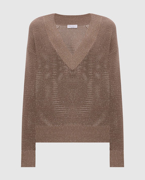 Brunello Cucinelli Brown pullover with lurex MST263312