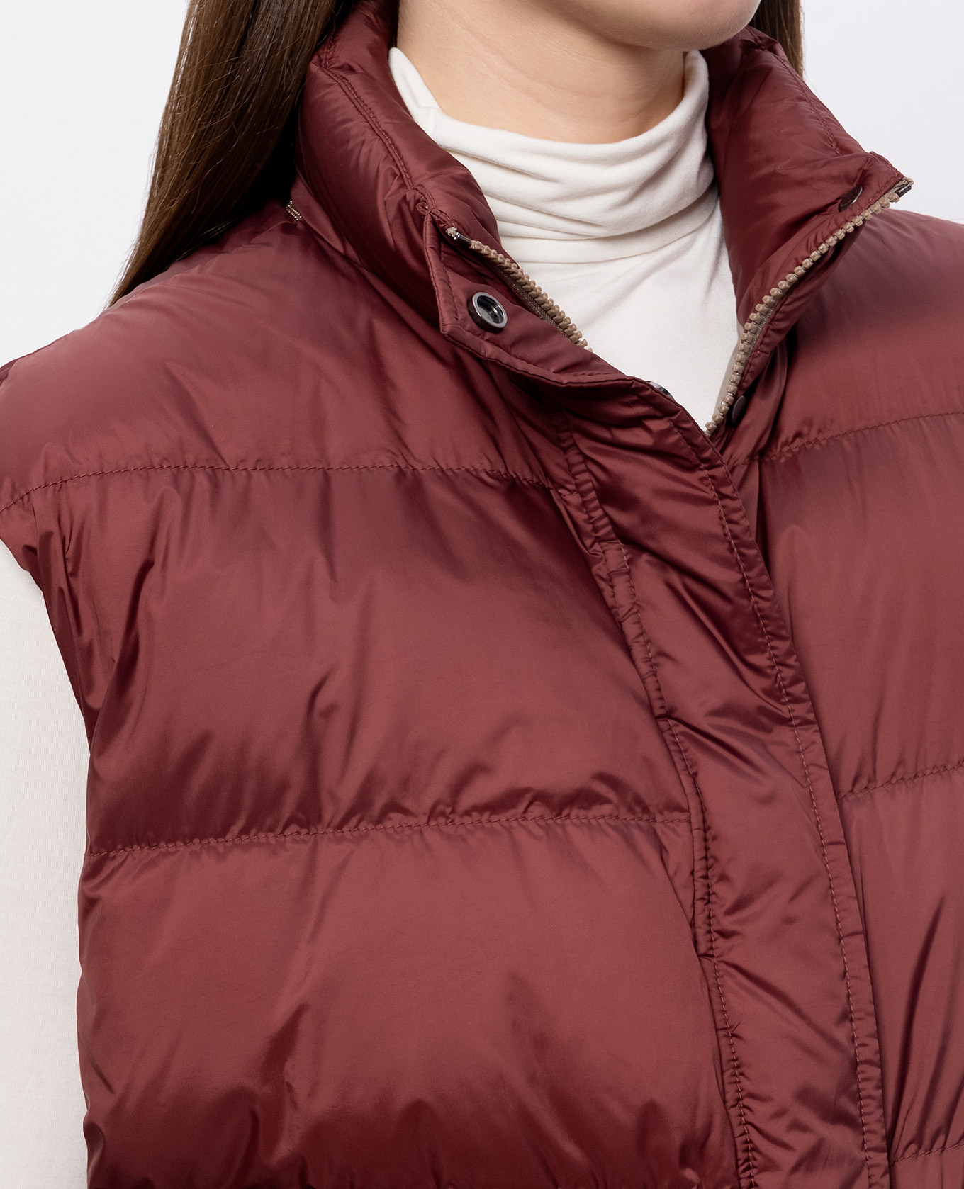 Burgundy quilted down vest Brunello Cucinelli 5