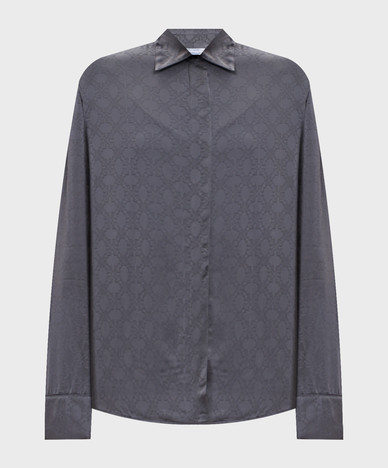 Gray blouse with emblem pattern