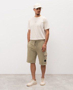 C.P. Company Khaki shorts with logo MSB741A110044R