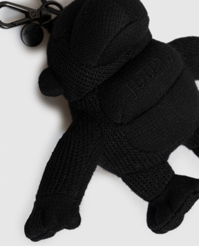 Juun.j Black monkey keychain with embroidered logo JC678ZP005
