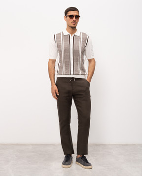 Bilancioni White polo with striped linen BE26M12PZF9