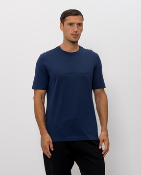 Brunello Cucinelli Blue T-shirt with embroidered inscription M0B138518